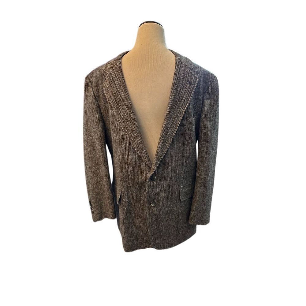 Lands End Wool Herringbone Sport Coat Sz 44R